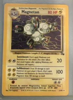 Magneton 11/62 Fossil Holo Rare 80 HP Pokemon TCG Card 1999 Unlimited Edition - Image 1