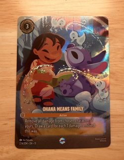 Disney Lorcana Ohana Means Family Foil Action Card 224/204 Lilo & Stitch - Image 1
