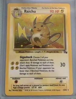 Raichu 14/62 Fossil Holo Rare 90 HP Pokemon TCG Card Unlimited 1999 - Image 1
