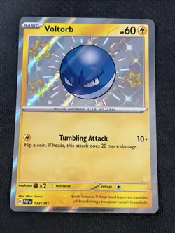 Pokemon TCG Voltorb 133/091 Paldean Fates Shiny Rare Card in NM Condition - Image 1