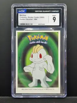Machop Pokemon Sticker Card (2000) Dunkin’ Boomer CGC Grade 9 Population 1! - Image 1