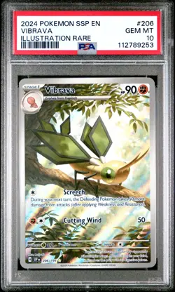 2024 POKEMON SSP EN-SURGING SPARKS #206 VIBRAVA ILLUSTRATION RARE PSA 10 - Image 1
