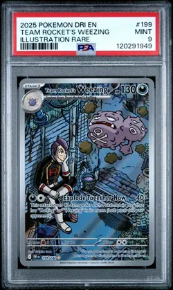 2025 POKEMON DESTINED RIVALS #199 TEAM ROCKET'S WEEZING ILLUSTRATION RARE PSA 9 - Image 1