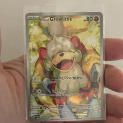 Pokemon Hisuian Growlithe Twilight Masquerade Illustration Rare Full Art Holo - Image 1