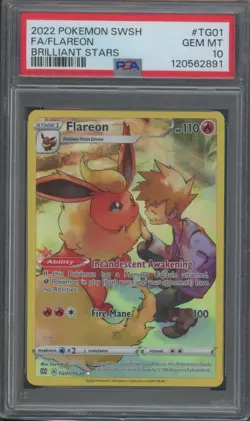 Pokemon TCG Flareon TG01/TG30 Brilliant Stars Trainer Gallery Ultra PSA 10 - Image 1