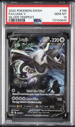2022 POKEMON SWORD & SHIELD SILVER TEMPEST #186 FULL ART/LUGIA V PSA 10 - Image 1