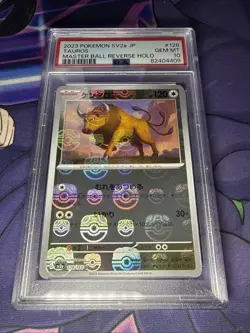 Tauros Japanese Master Ball Mirror Foil Pokemon Scarlet & Violet 151 sv2a PSA 10 - Image 1