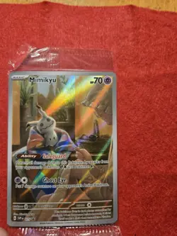 SEALED Pokemon Mimikyu SVP 075 Paldean Fates Full Art Holo Black Star Promo NM - Image 1
