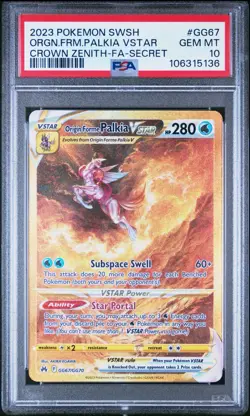 2023 Pokemon SWSH Secret #GG67 Full Art/Origin Forme Palkia VSTAR PSA 10 - Image 1