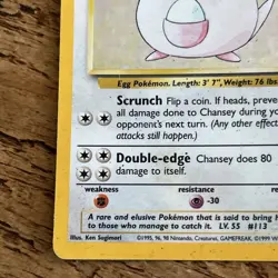 1999 Pokemon Set Unlimited Chansey Rare Holo #3/102 - Image 5