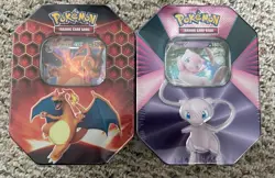 Charizard Hidden Fates Tin & Mew V Max Tin (2 Pokemon Tin Lot) Factory Sealed - Image 1