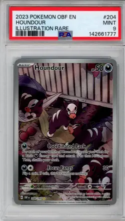 PSA 9 Houndour Pokemon S&V Obsidian Flames Illustration Rare Holo #204 - Image 1