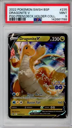 PSA 9 Dragonite V Pokemon SWSH Pokemon GO Stamped Holo #235 - Image 1