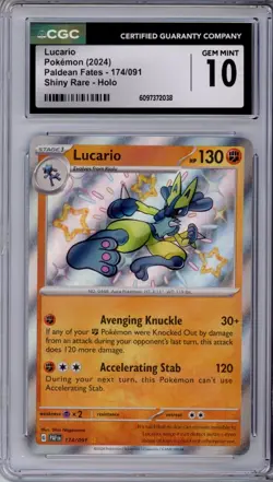 CGC 10 Lucario Pokemon S&V Paldean Fates Shiny Rare Holo #174 - Image 1