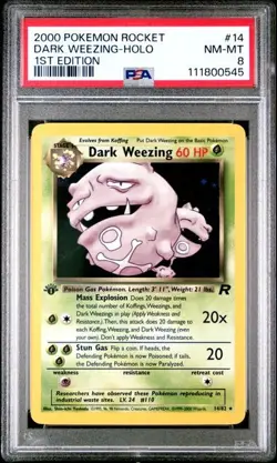 [PSA 8] Pokemon Dark Weezing 14/82 Team Rocket - Holo - 1st Edition - Image 1