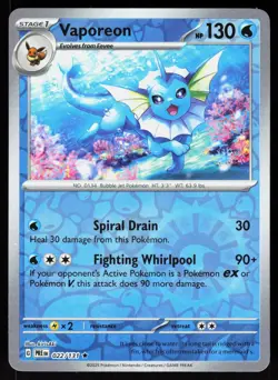 Vaporeon 022/131 Holo Rare SV: Prismatic Evolutions Pokemon Reverse Holo NM - Image 1