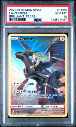 2022 POKEMON SWORD & SHIELD BRILLIANT STARS #TG05 FULL ART/ZEKROM PSA 10 - Image 1