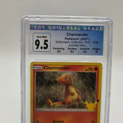 Pokemon Charmander 9/25 McDonald's 2021 Confetti Holo CGC 9.5 Gem Mint Graded - Image 2