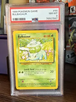 1999 POKEMON BASE SET UNLIMITED #44 BULBASAUR PSA 8 - Image 1