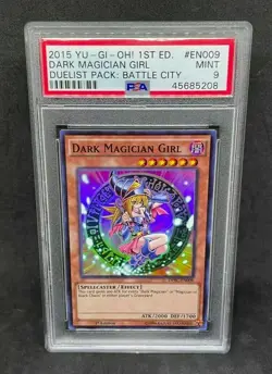 Yugioh Dark Magician Girl Super Rare 1st Ed DPBC-EN009 PSA 9 MINT - Image 1