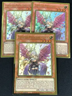 YUGIOH FAMILIAR POSSESSED LYNA MGED-EN013 1ST GOLD X3 (NM) - Image 1