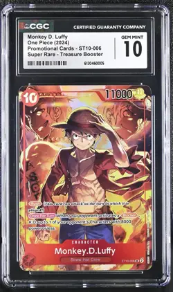 One Piece CCG Monkey.D.Luffy Treasure Booster Super Rare Promo ST10-006 CGC 10 - Image 1