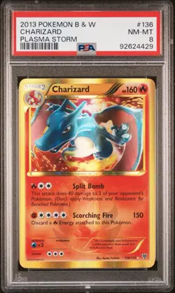 Pokemon TCG Charizard 136/135 2013 B&W Plasma Storm Secret Rare Card PSA 8 - Image 2