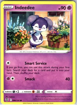 Indeedee 086/195 Common Regular Card SWSH12: Silver Tempest Pokemon TCG LP - Image 1