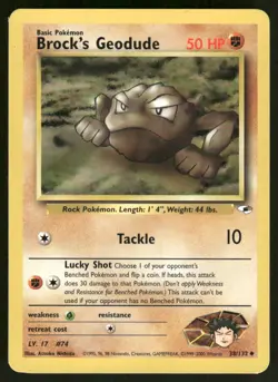 Pokemon Cards Brock's Geodude 38/132 Gym Heroes Uncommon LP - Image 1