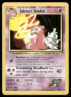 Pokemon Cards Sabrina's Slowbro 60/132 Gym Heroes Uncommon LP - Image 1