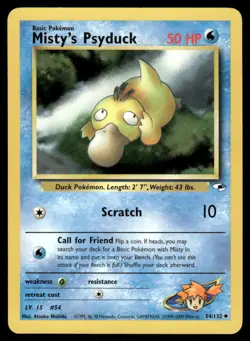 Pokemon Cards Misty's Psyduck 54/132 Gym Heroes Uncommon NM - Image 1