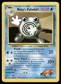 Pokemon Cards Misty's Poliwhirl 53/132 Gym Heroes Uncommon NM - Image 1