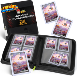 Toploader Binder Trading Card Binder Storage 128 4 Pocket Top Loader Pokemon 7445001022041 - Image 1