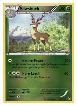 Sawsbuck 14/114 Rare Black & White Pokemon Reverse Holo Lightly Played - Image 1