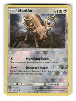 Stantler 156/214 Uncommon Lost Thunder Pokemon Reverse Holo Lightly Played - Image 1