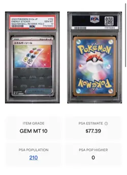 PSA 10 - Pokemon Energy Sticker - Japanese 151 Master Ball Reverse Holo 152/165 - Image 3