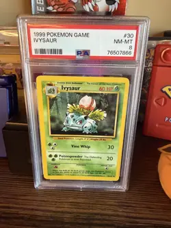 PSA 8 Ivysaur Base Set Uncommon 30/102 Regular Pokemon TCG 1999 - Image 1
