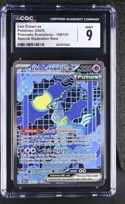 Pokemon GRADED 2025 Iron Crown ex 158 Prismatic Evolutions SIR M+ 9 CGC - Image 1
