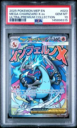 2025 POKEMON MEP EN-ME BLACK STAR PROMO #023 MEGA CHARIZARD X EX PSA 10 - Image 1