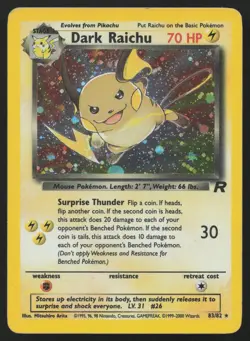 Dark Raichu 83/82 Unlimited Holo Secret Rare Team Rocket Pokemon English MP - Image 1