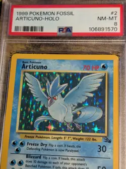 POKEMON FOSSIL ARTICUNO-HOLO #2 PSA 8 NM-MINT - Image 3