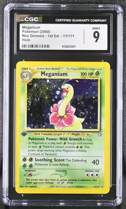 2000 Pokemon Neo Genesis Meganium Holo 1st Edition CGC 9 #11/111 - Image 1