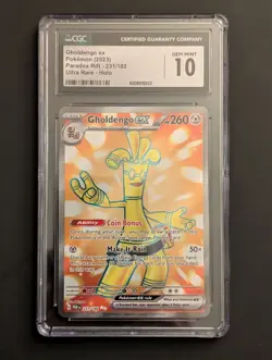 CGC 10 Gholdengo ex 252/182 Pokemon S&V Paradox Rift 2023 Graded Gem Mint - Image 1