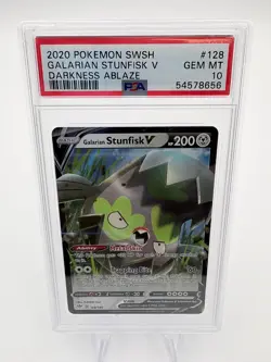 Pokemon 2020 Galarian Stunfisk V 128/189 Swsh03: Darkness Ablaze Holo PSA 10 - Image 1