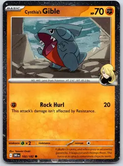 POKEMON DESTINED RIVALS CYNTHIA'S GIBLE 102/182 COSMO HOLO COMMON NM - Image 1