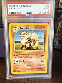 1999 POKEMON GAME BASE SET UNLIMITED #23 ARCANINE PSA 9 MINT - Image 1