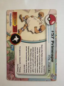 Primeape #57 Blue Label First Edition 🔥 Topps Pokemon 1999 - HP - Image 2