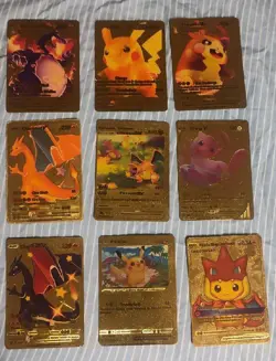 18 Pokemon Gold Foil Fan Art Cards - Image 1