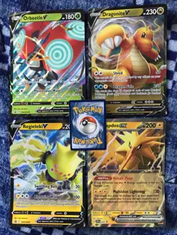 4 X JUMBO Oversized Pokemon Card Dragonite V Regieleki Orbeetle SWSH Zapdos ex - Image 1