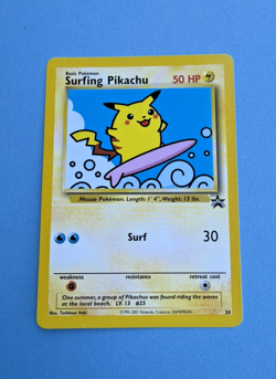 Surfing Pikachu #28 Black Star Promo Rare Vintage Pokemon Card - Image 1